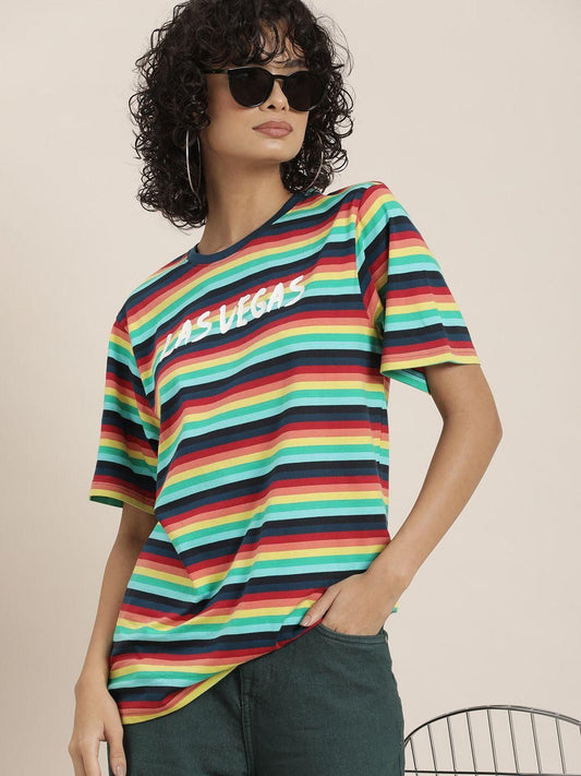 Women's Cotton Striped Oversized T-Shirt